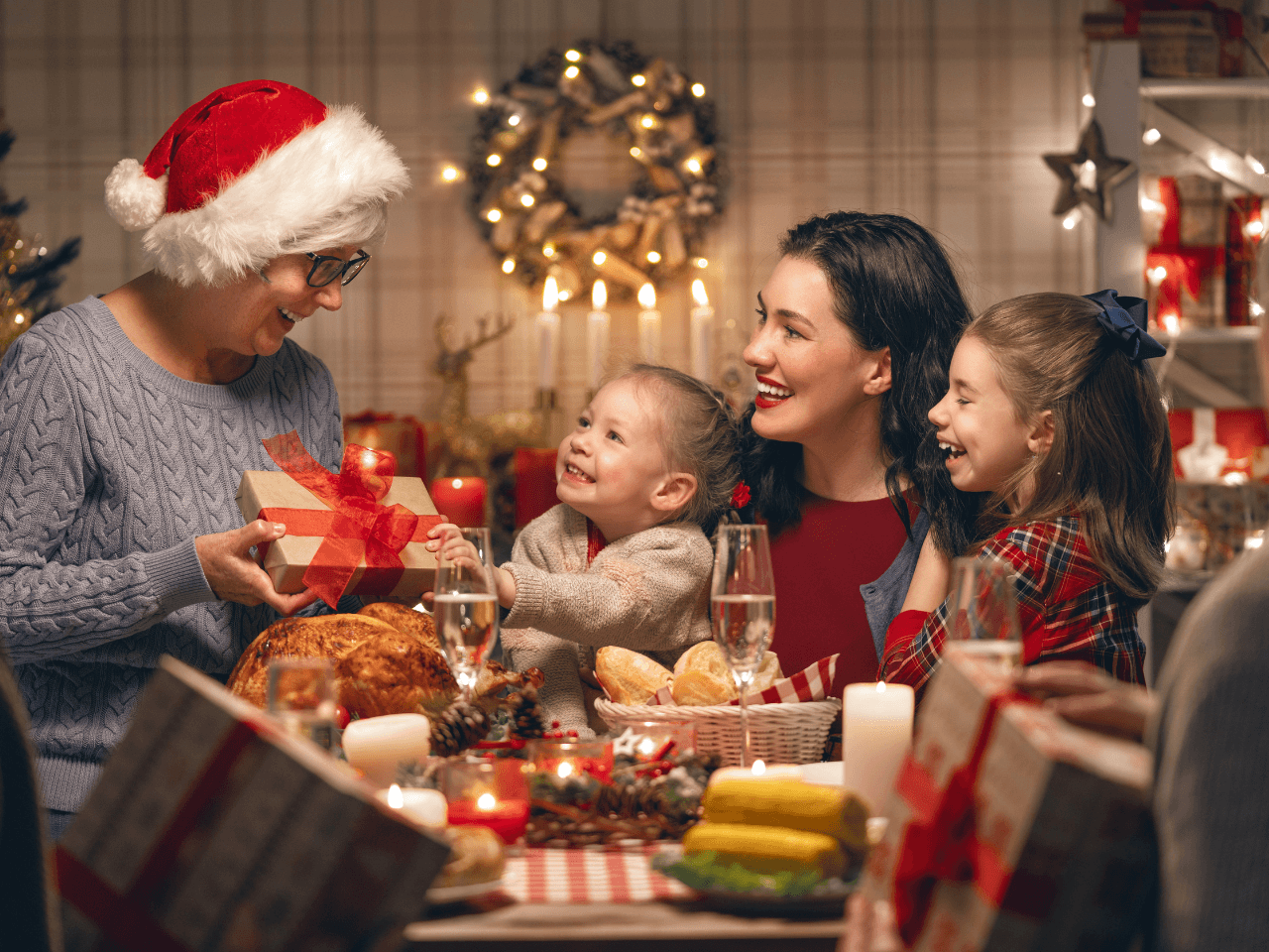 Family celebrating christmas